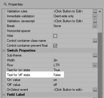 Setting the text to read 'False'